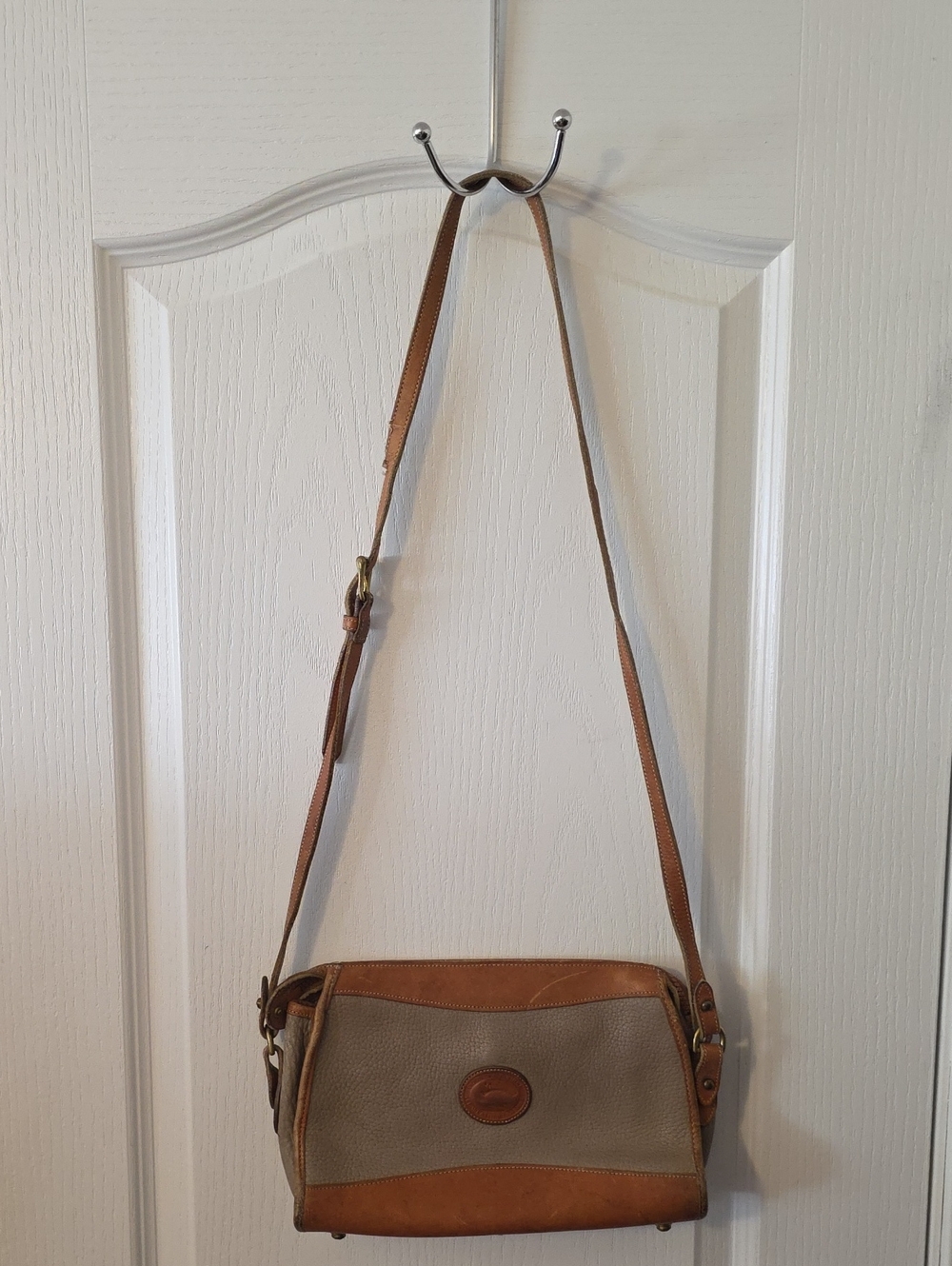 Vintage Dooney & Bourke Two-Tone Brown Leather Crossbody Bag